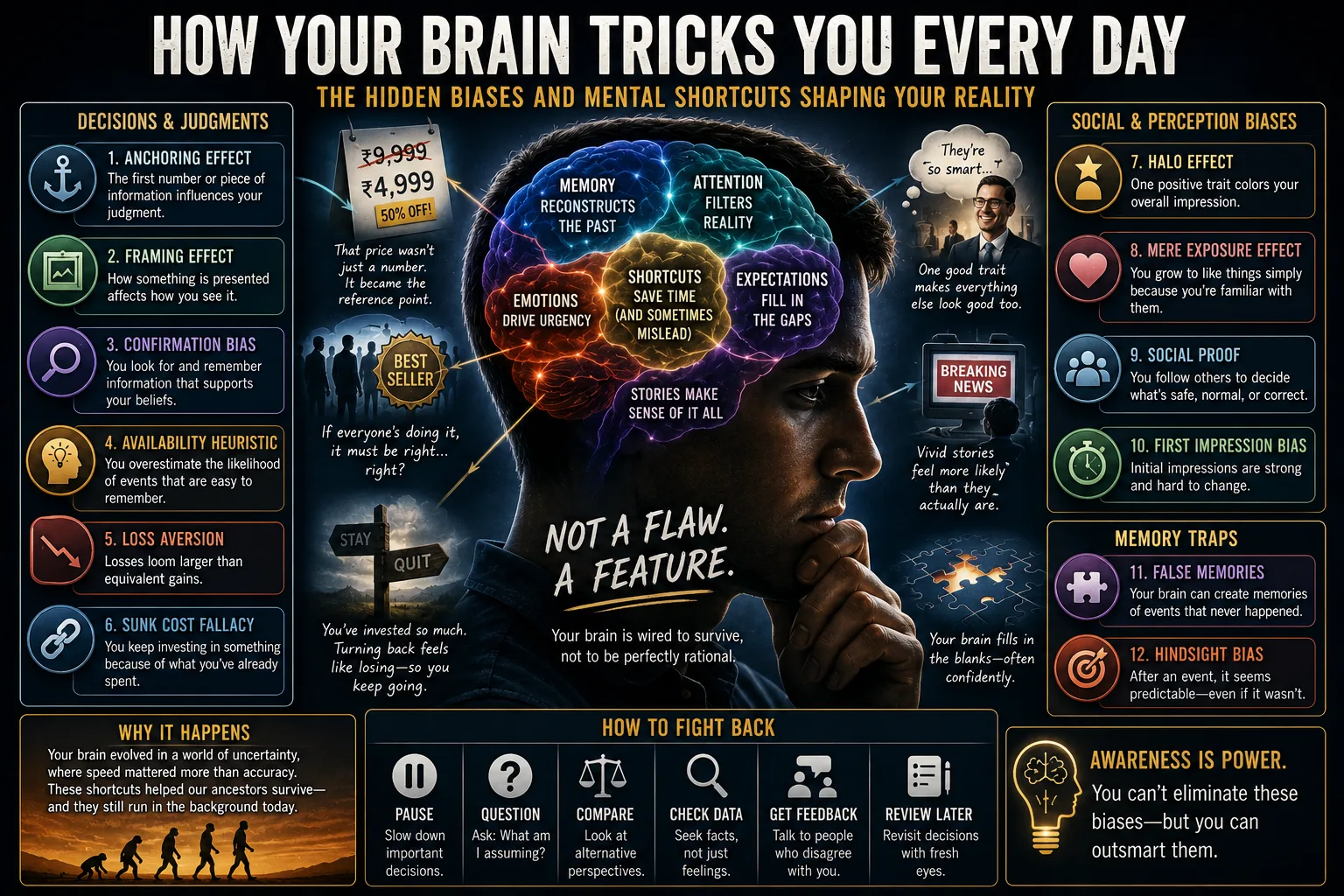 How Your Brain Tricks You Every Day: The Hidden Biases Controlling Your Decisions